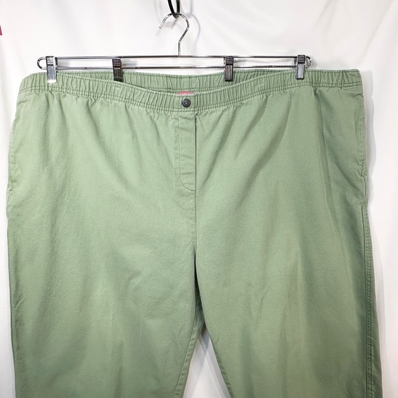 Woman Within Plus‎ Size 36T Cropped Pants Capri Sage Green Cotton Elastic 1577 - Picture 3 of 8